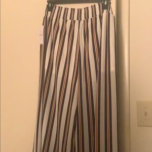 Long flared multi-color striped pants